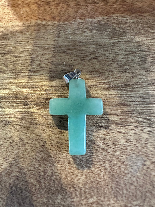 GREEN AVENTURINE CROSS PENDANT