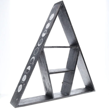 WOODEN SHELF PYRAMID W MOON PHASES 60CM