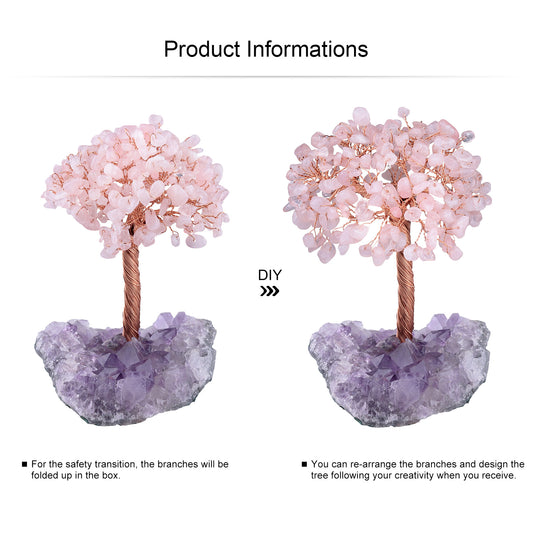 ROSE QUARTZ CRYSTAL TREE (STONE BASE)