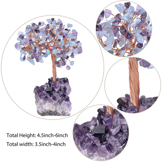 AMETHYST + AQUAMARINE CRYSTAL TREE (STONE BASE)