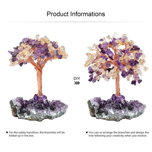 AMETHYST + CITRINE CRYSTAL TREE (STONE BASE)