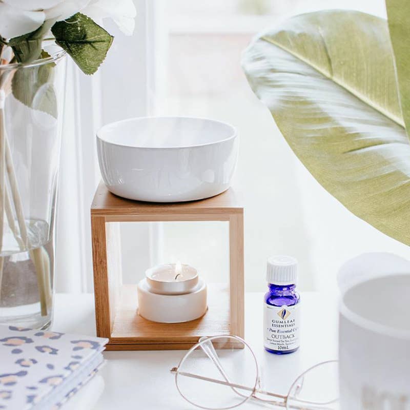 Bamboo & Ceramic Tealight Oil Burner