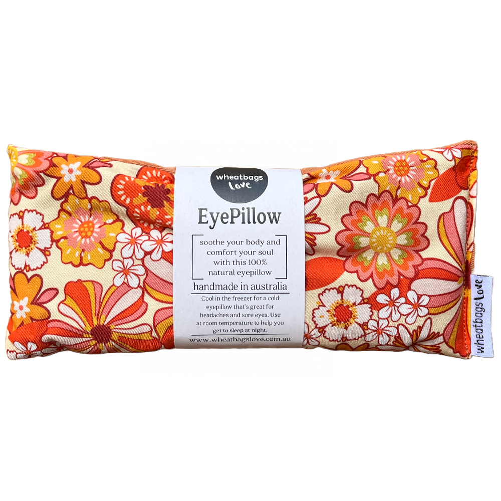 Eye Pillow - Groovy Flowers Orange (Lavender scented)