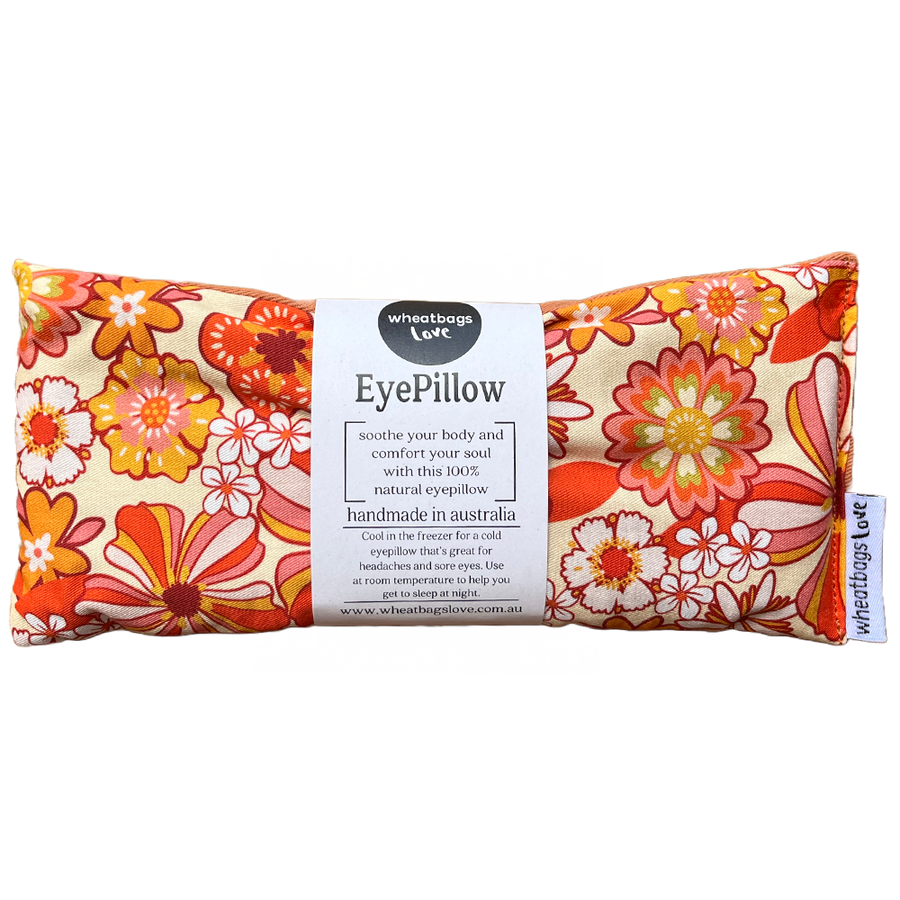 Eye Pillow - Groovy Flowers Orange (Lavender scented)